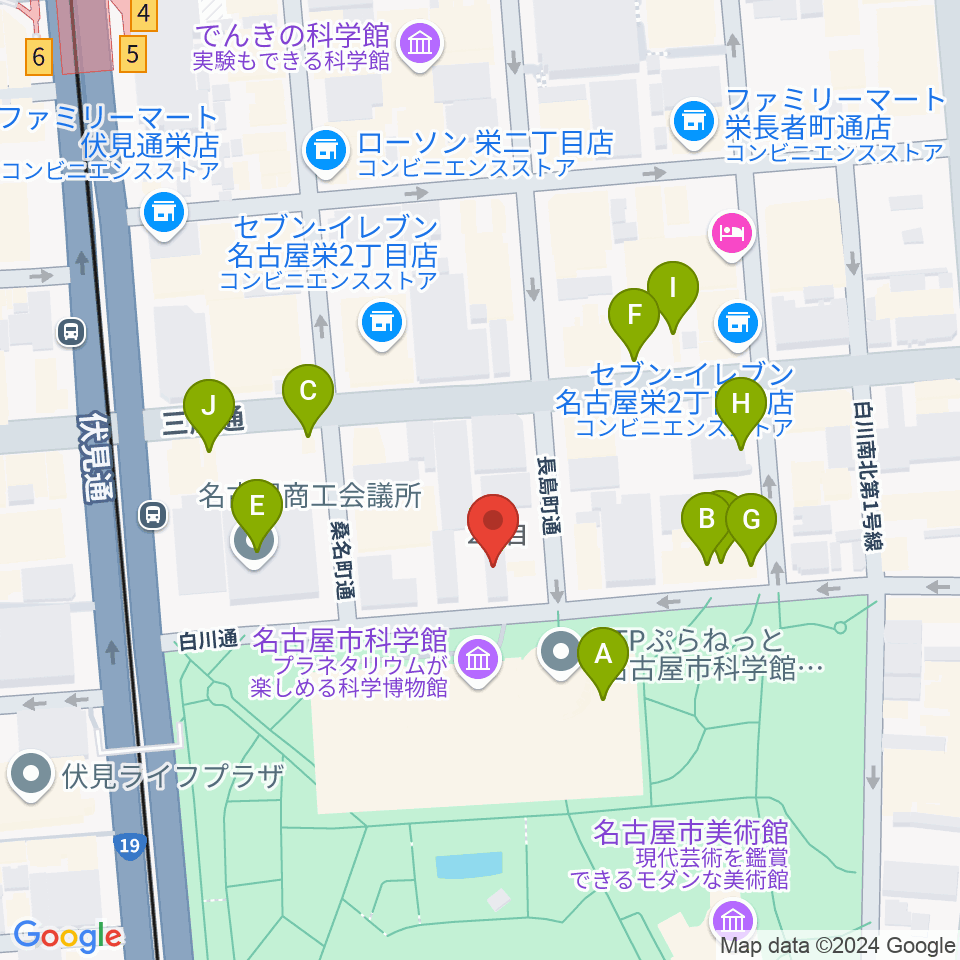 シャコンヌ名古屋店周辺のファミレス・ファーストフード一覧地図