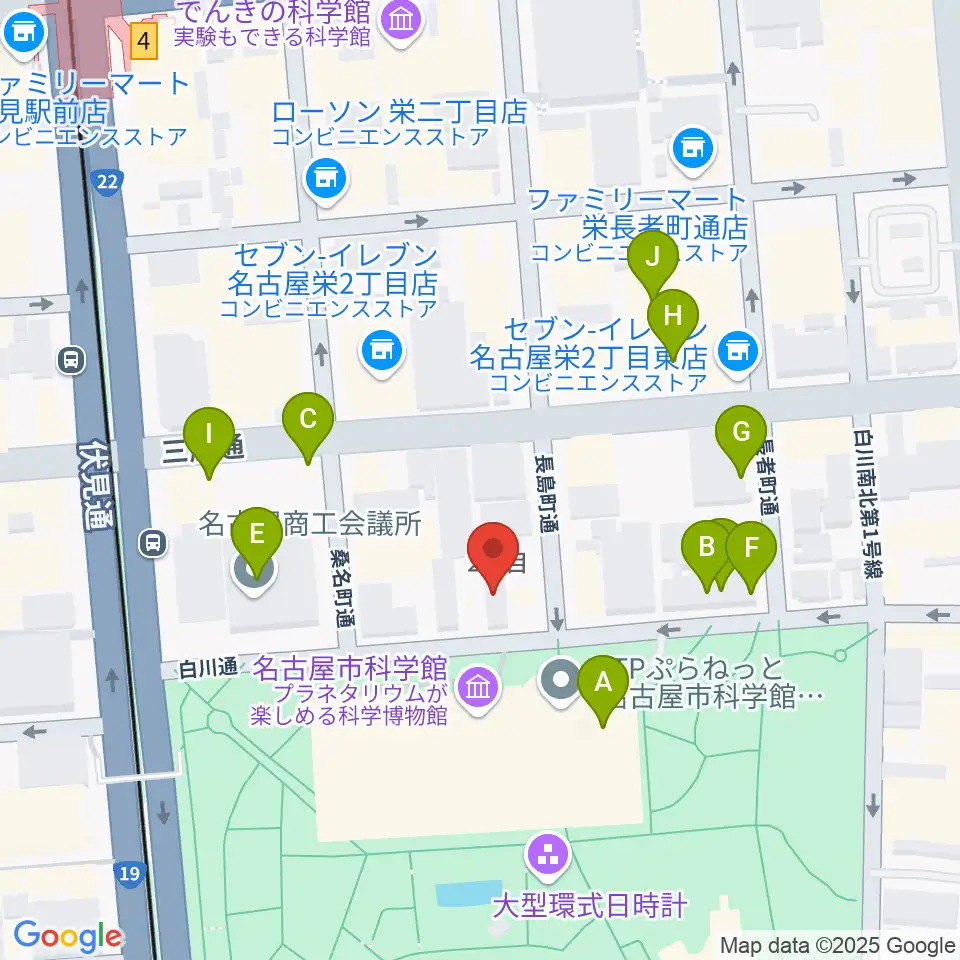 シャコンヌ名古屋店周辺のファミレス・ファーストフード一覧地図