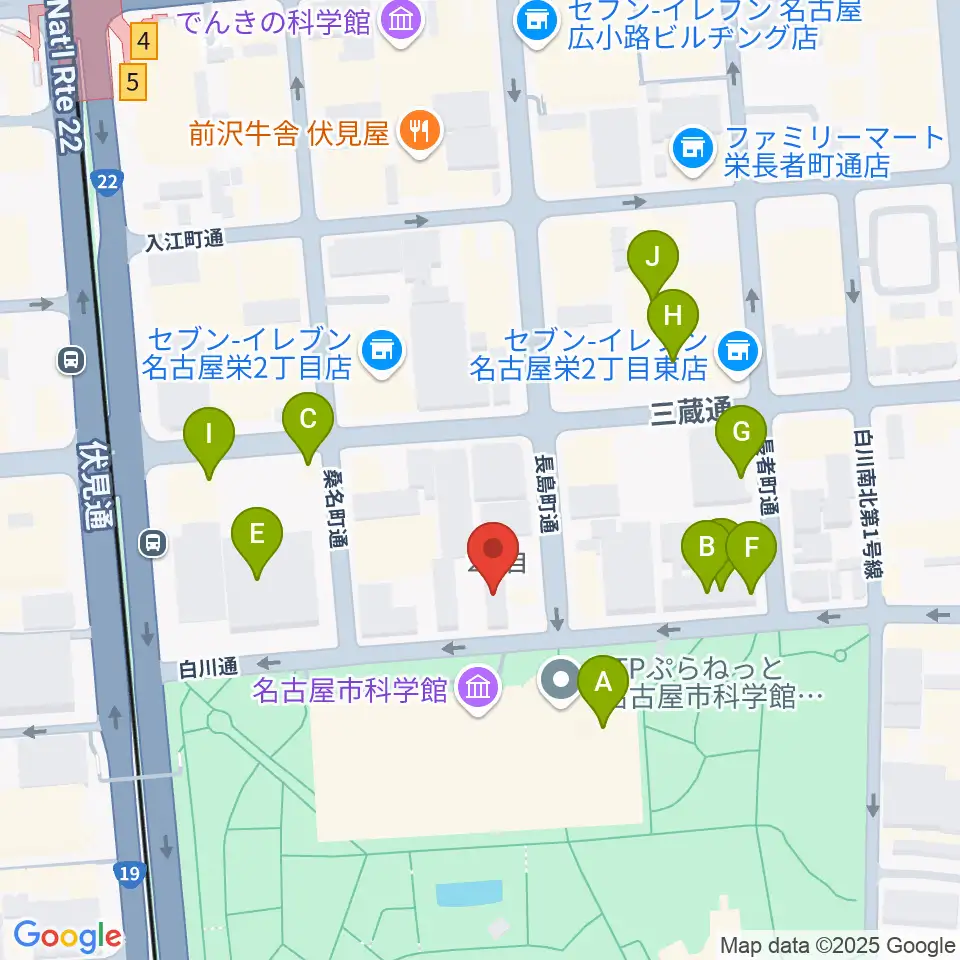 シャコンヌ名古屋店周辺のファミレス・ファーストフード一覧地図