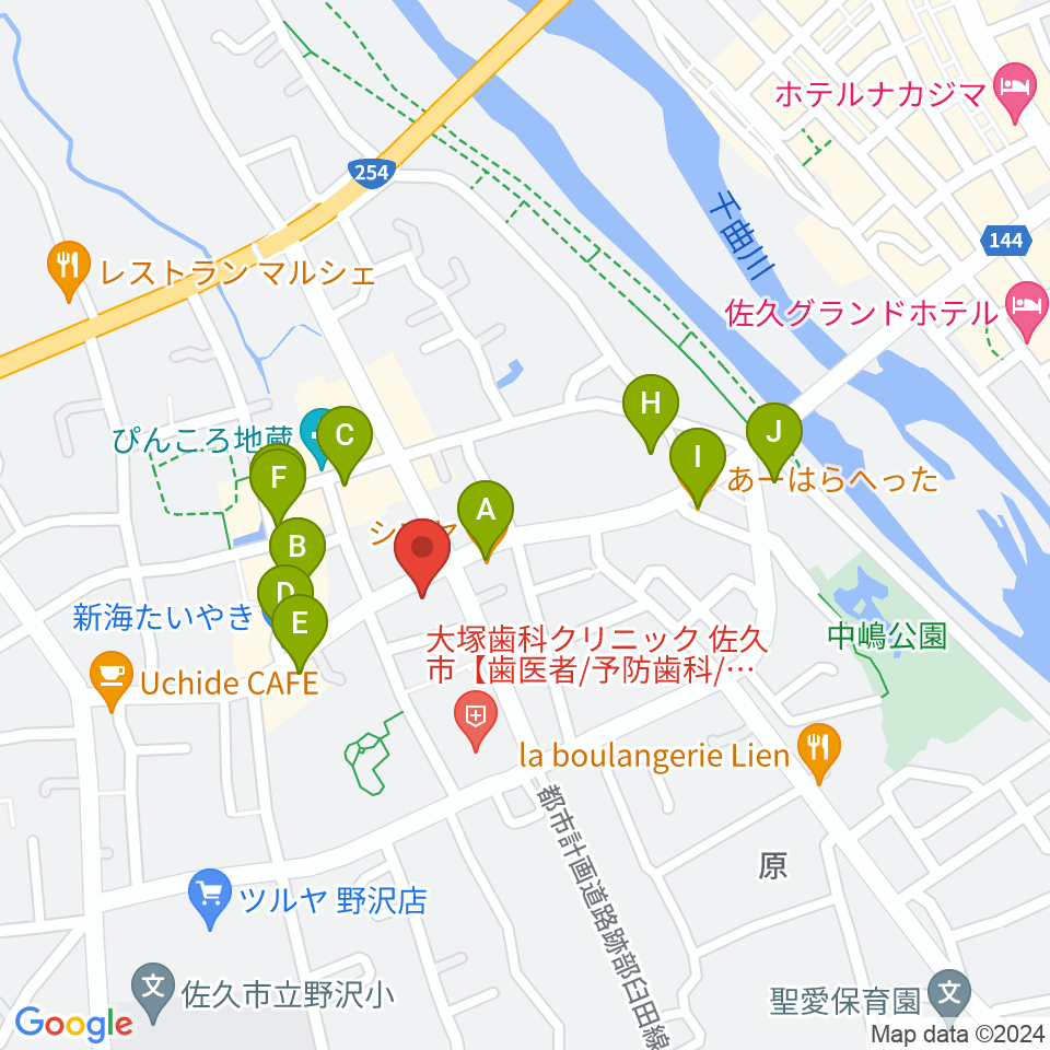 池田楽器店周辺のファミレス・ファーストフード一覧地図