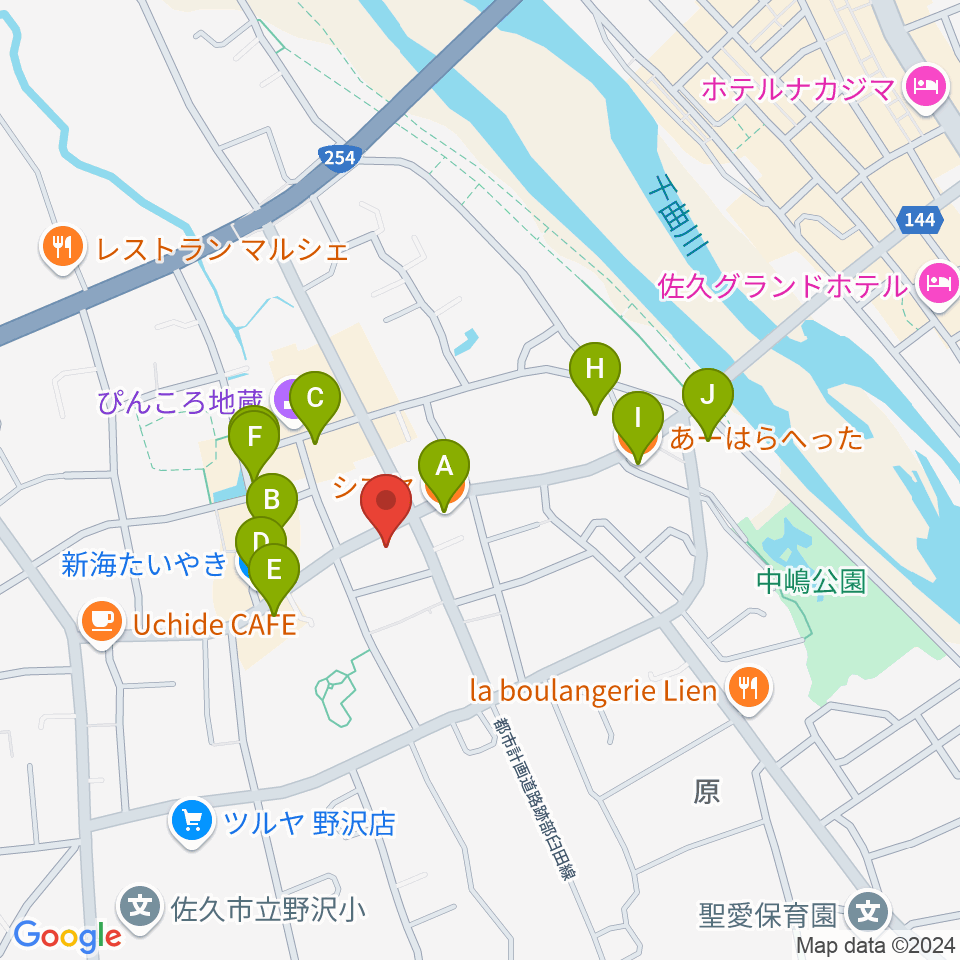 池田楽器店周辺のファミレス・ファーストフード一覧地図