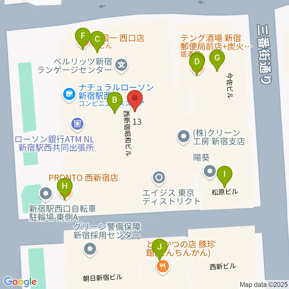 ドルチェ楽器管楽器アヴェニュー東京店周辺のファミレス・ファーストフード一覧地図