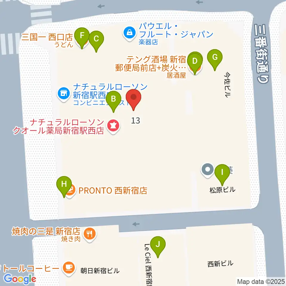 ドルチェ楽器管楽器アヴェニュー東京店周辺のファミレス・ファーストフード一覧地図
