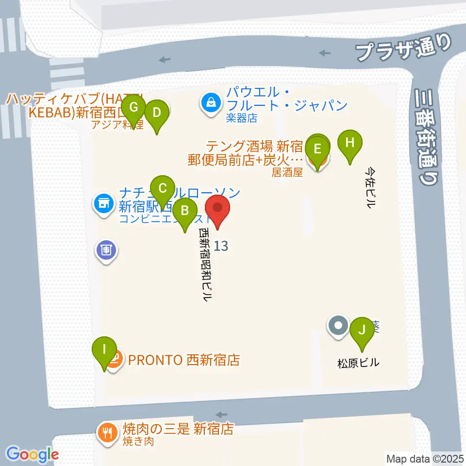 ドルチェ楽器管楽器アヴェニュー東京店周辺のファミレス・ファーストフード一覧地図