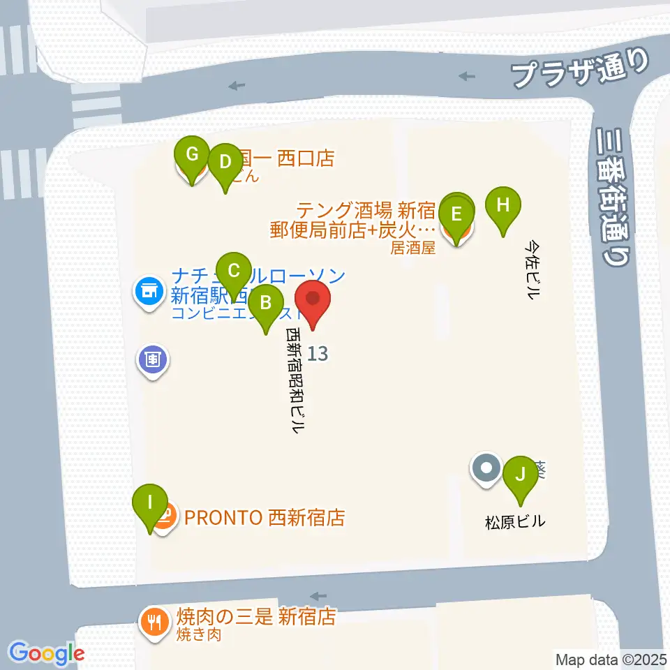 ドルチェ楽器管楽器アヴェニュー東京店周辺のファミレス・ファーストフード一覧地図