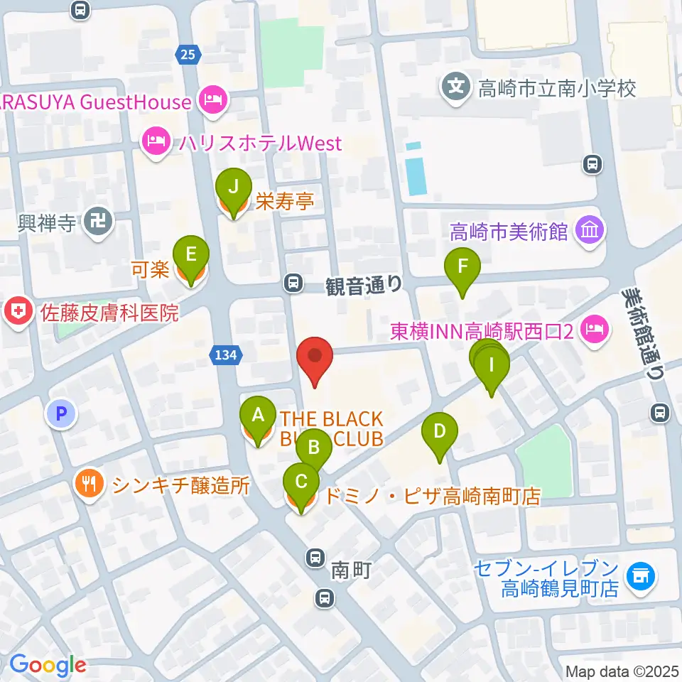 ダストボウル高崎店周辺のファミレス・ファーストフード一覧地図