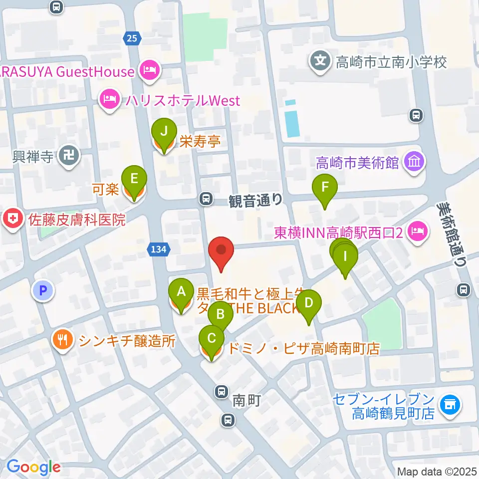 ダストボウル高崎店周辺のファミレス・ファーストフード一覧地図
