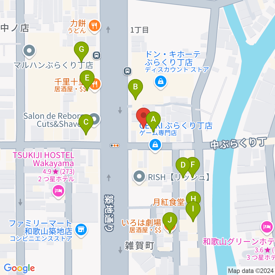 Music Land TAKE OFF周辺のファミレス・ファーストフード一覧地図