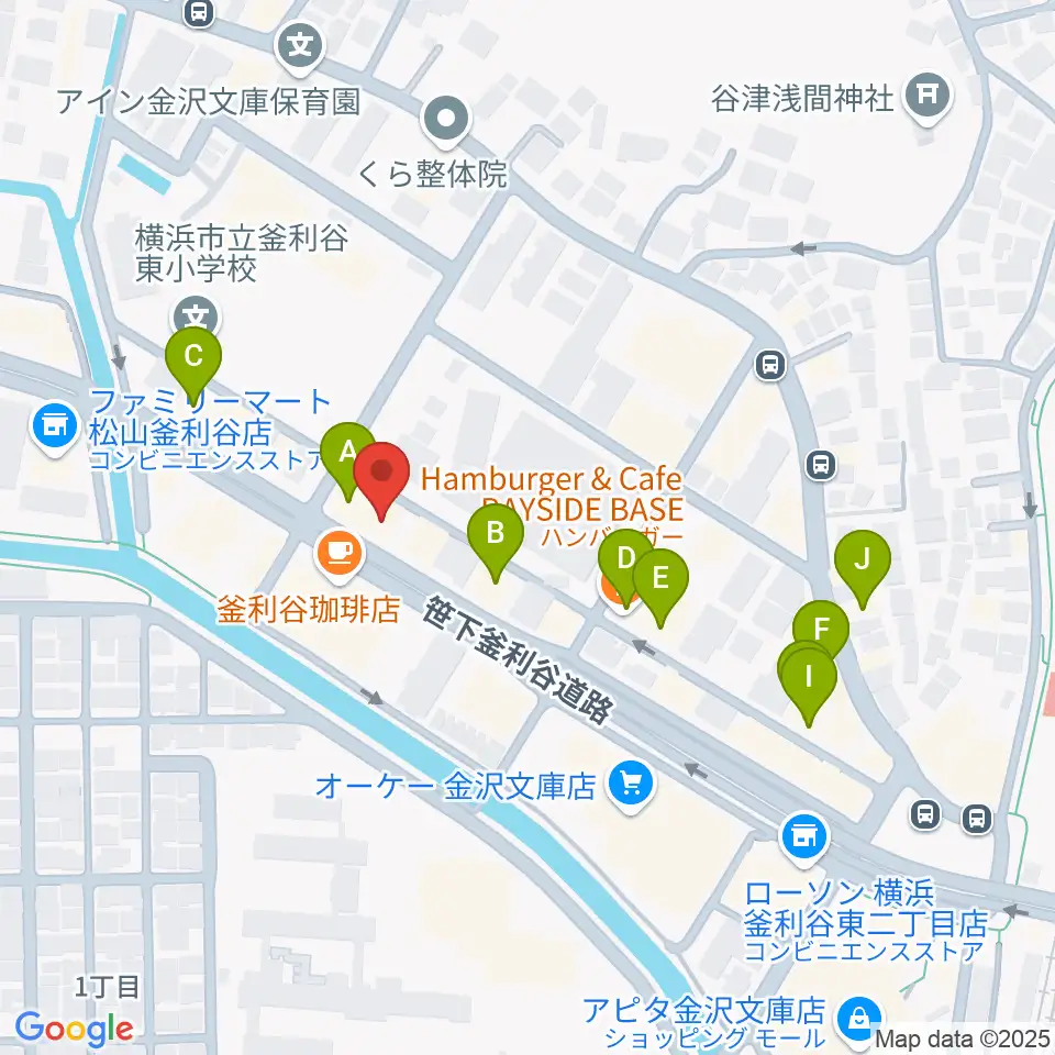 フレンド楽器周辺のファミレス・ファーストフード一覧地図