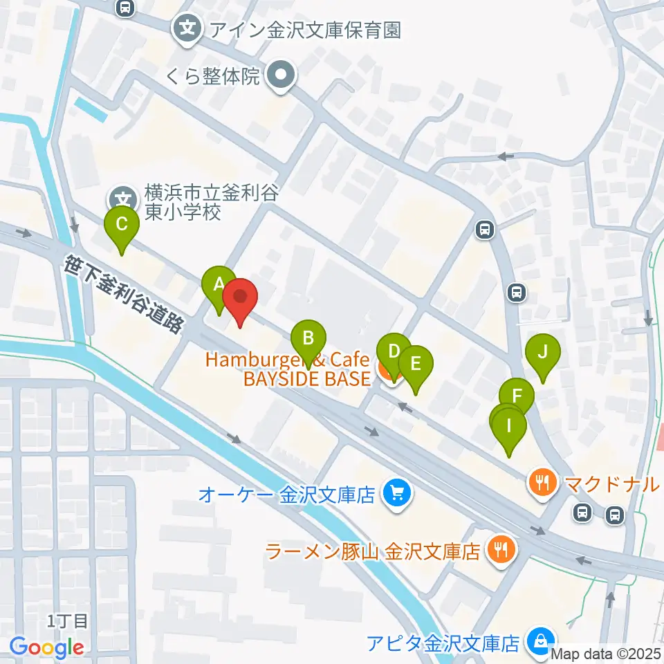 フレンド楽器周辺のファミレス・ファーストフード一覧地図