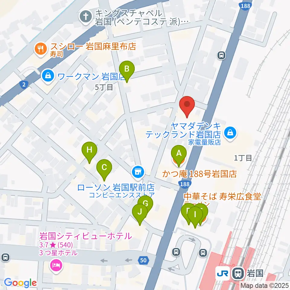 ふちだ楽器店 岩国店周辺のファミレス・ファーストフード一覧地図