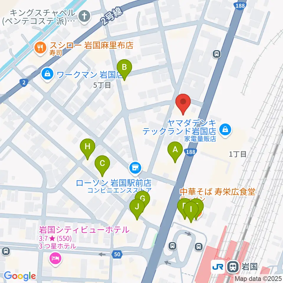 ふちだ楽器店 岩国店周辺のファミレス・ファーストフード一覧地図
