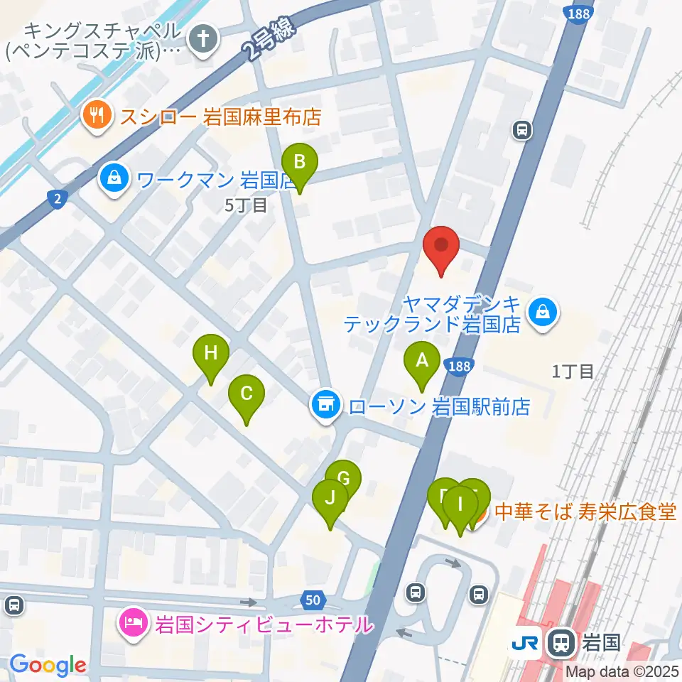 ふちだ楽器店 岩国店周辺のファミレス・ファーストフード一覧地図