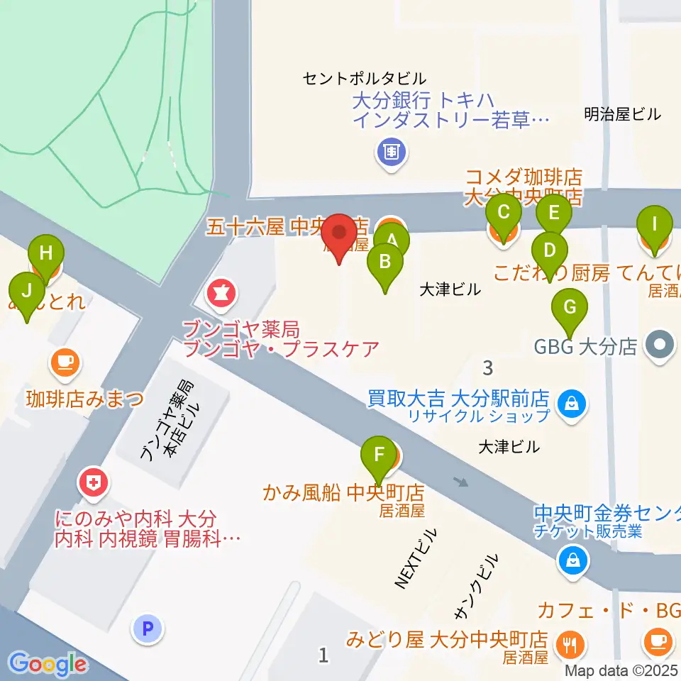 楽器屋のSAKAI周辺のファミレス・ファーストフード一覧地図