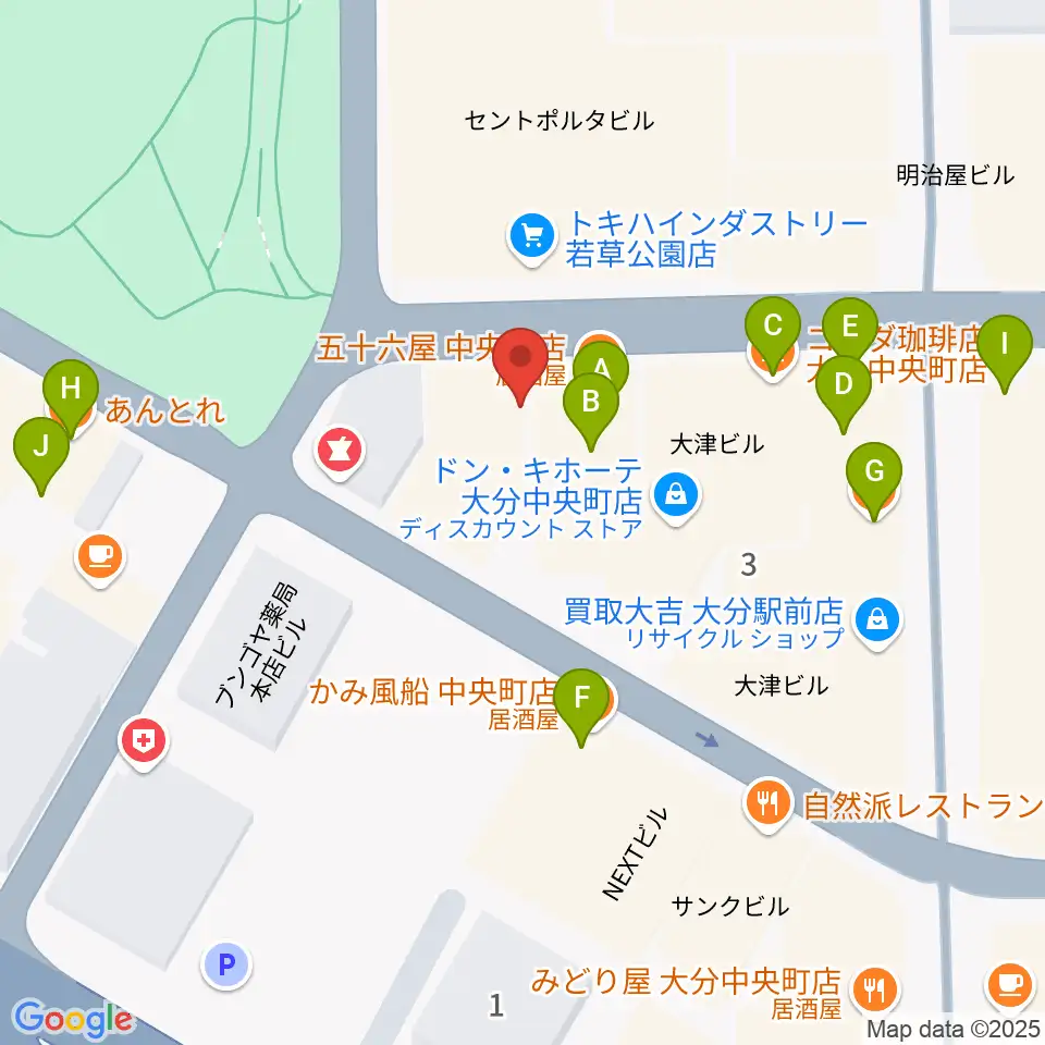楽器屋のSAKAI周辺のファミレス・ファーストフード一覧地図