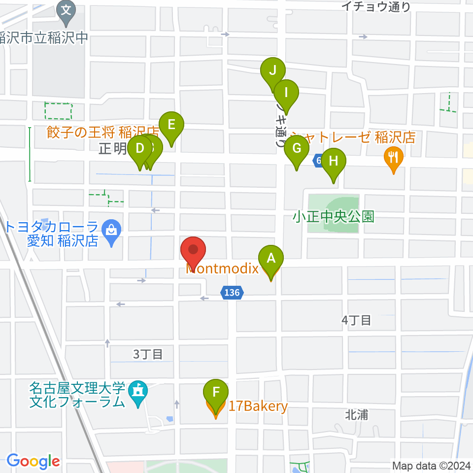 星川楽器周辺のファミレス・ファーストフード一覧地図