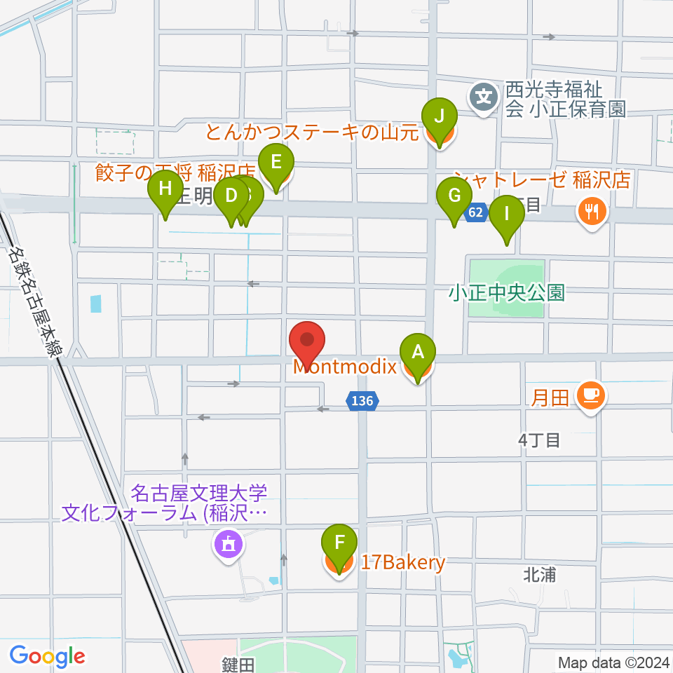 星川楽器周辺のファミレス・ファーストフード一覧地図