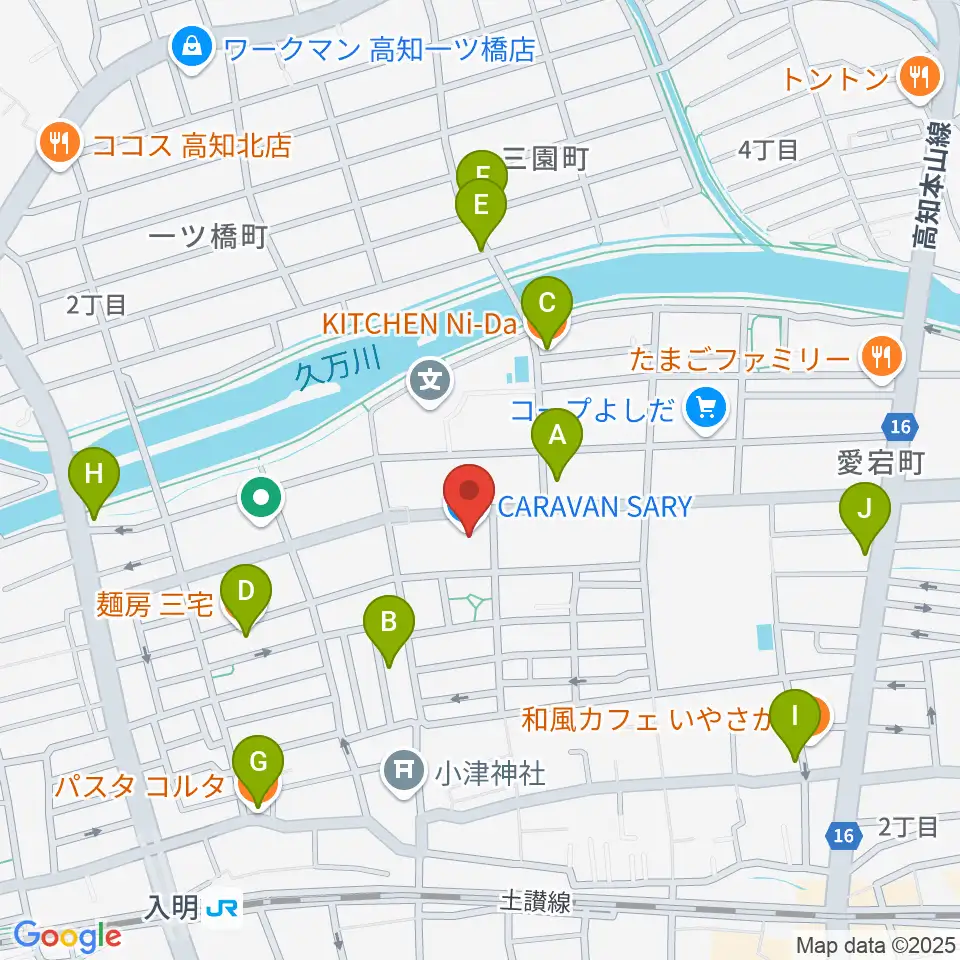 楽器堂OPUS本店周辺のファミレス・ファーストフード一覧地図