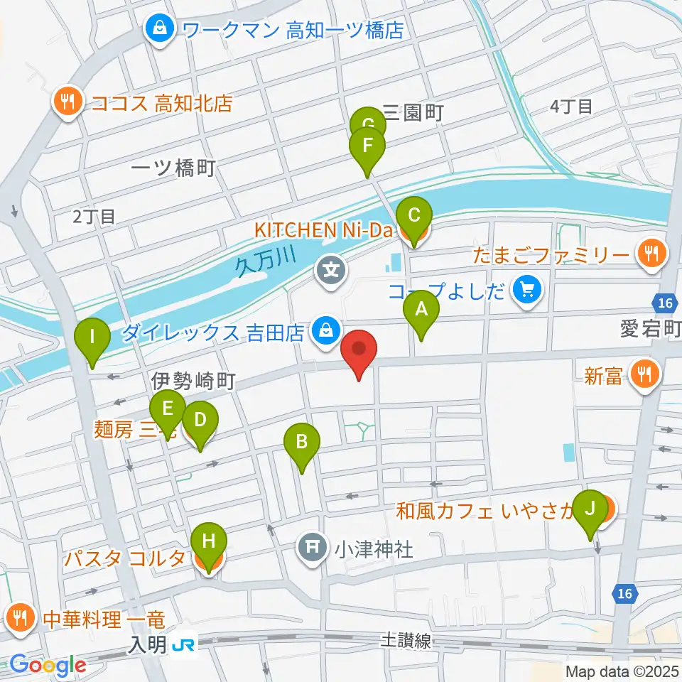 楽器堂OPUS本店周辺のファミレス・ファーストフード一覧地図