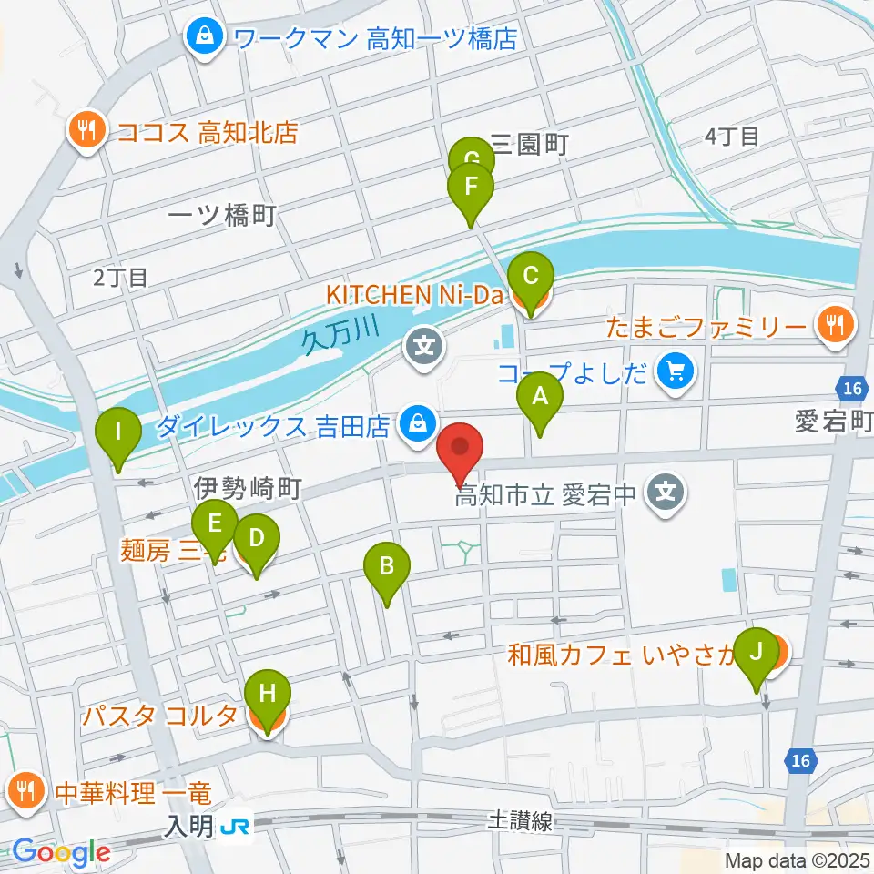 楽器堂OPUS本店周辺のファミレス・ファーストフード一覧地図