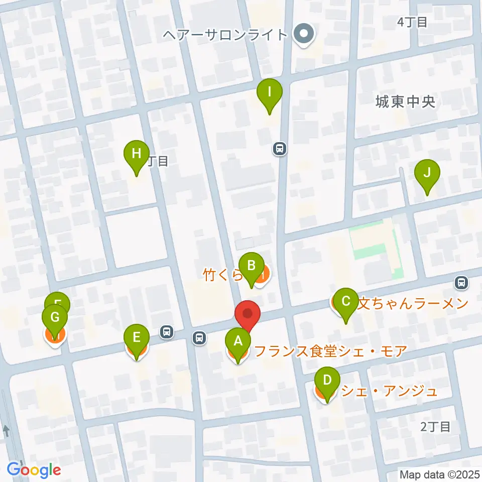 楽器のメリーゴーランド周辺のファミレス・ファーストフード一覧地図