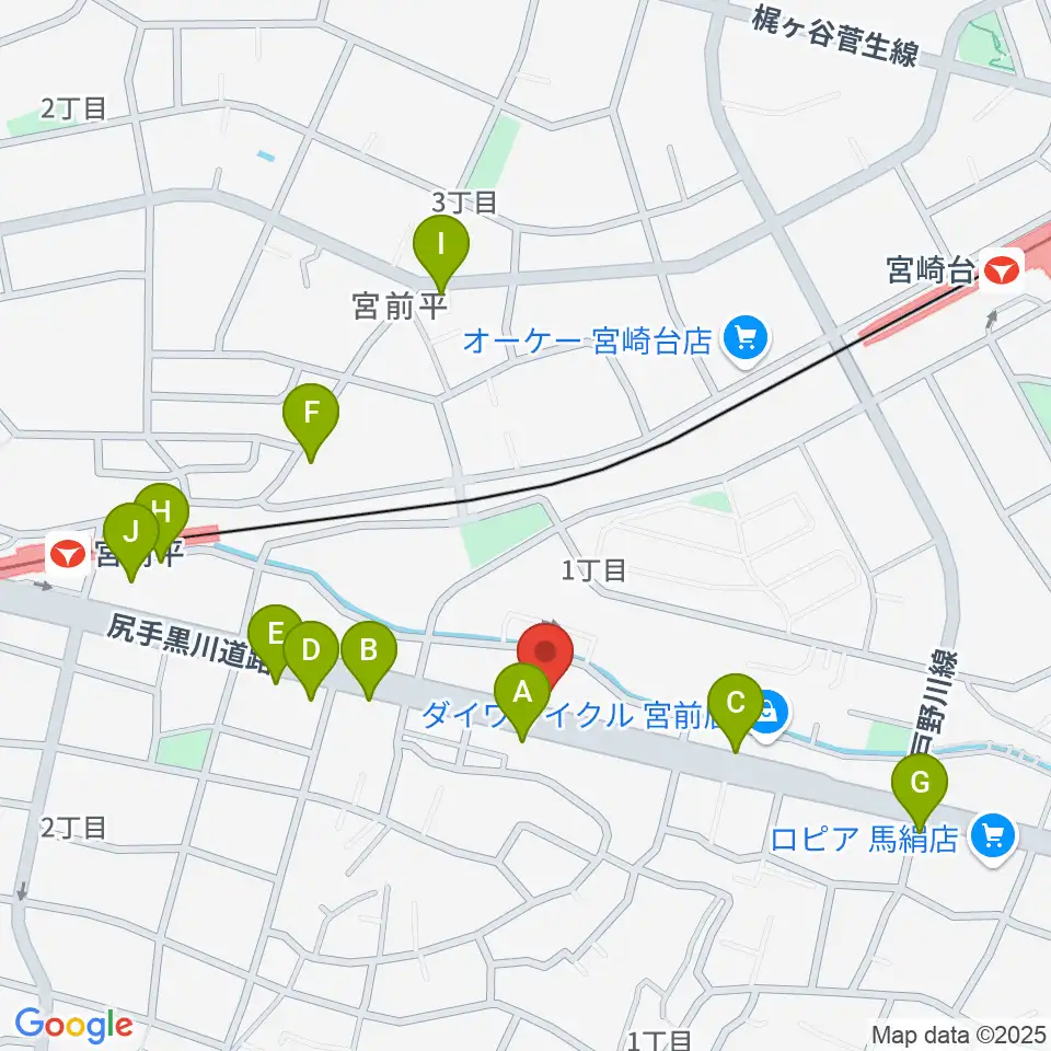 ギターシェルター周辺のファミレス・ファーストフード一覧地図