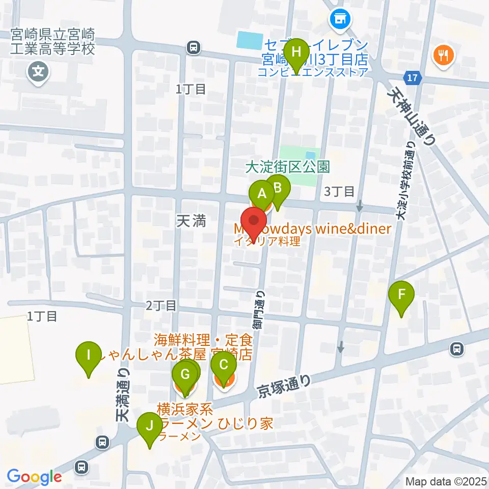 ピアノ音色工房周辺のファミレス・ファーストフード一覧地図