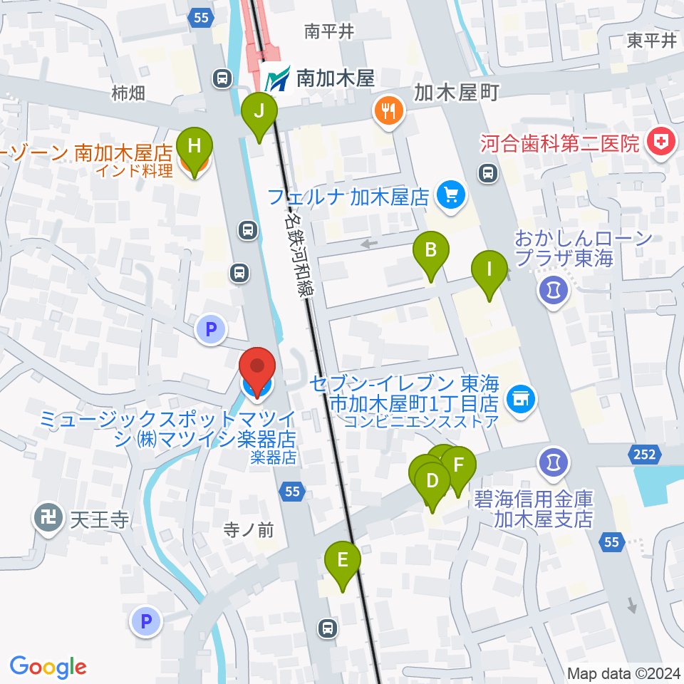 (株)マツイシ楽器店ミュージックスポットマツイシ周辺のファミレス・ファーストフード一覧地図