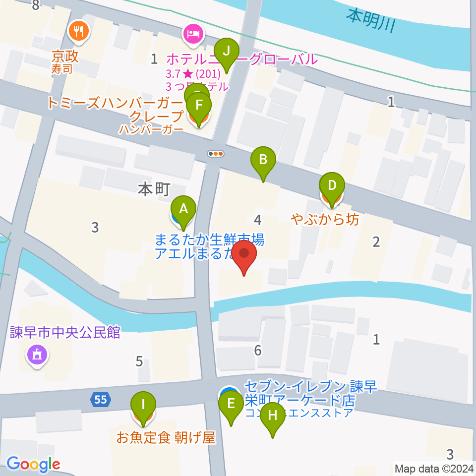 原田楽器周辺のファミレス・ファーストフード一覧地図