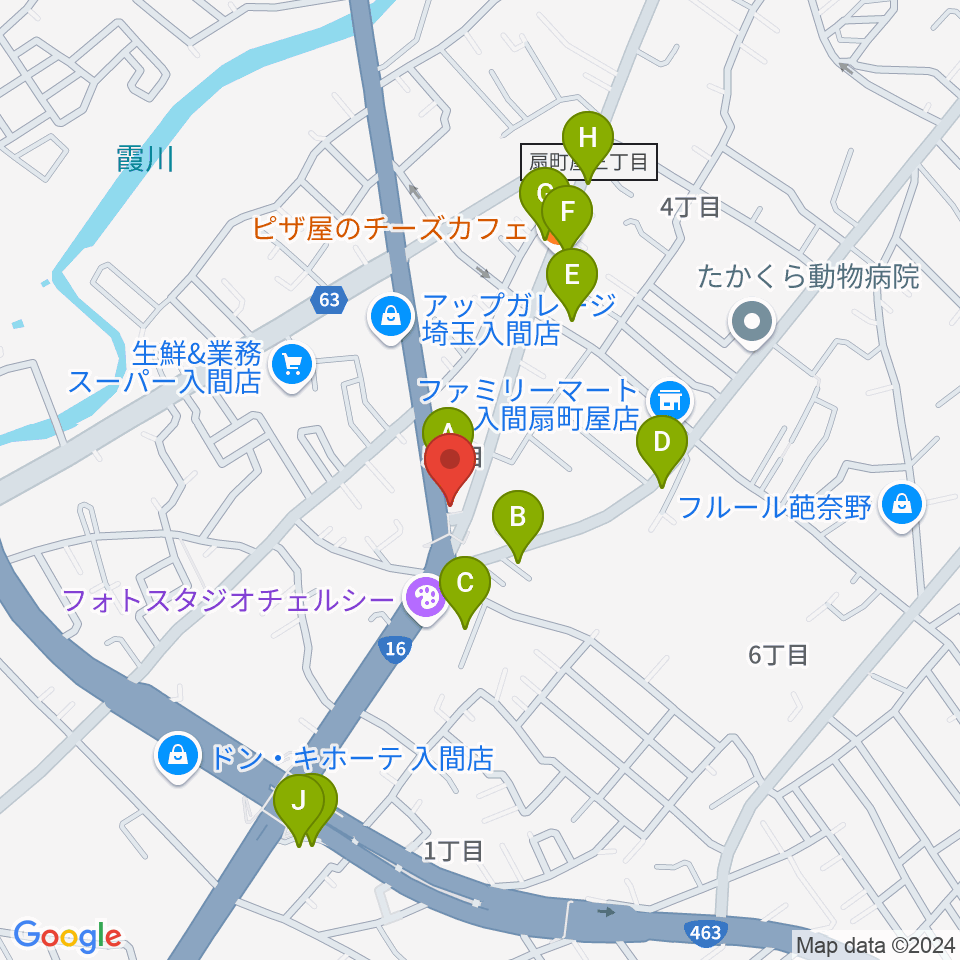 平野楽器周辺のファミレス・ファーストフード一覧地図