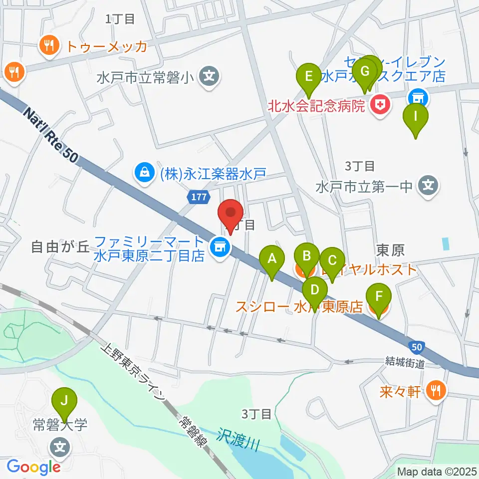 平山ピアノ社周辺のファミレス・ファーストフード一覧地図