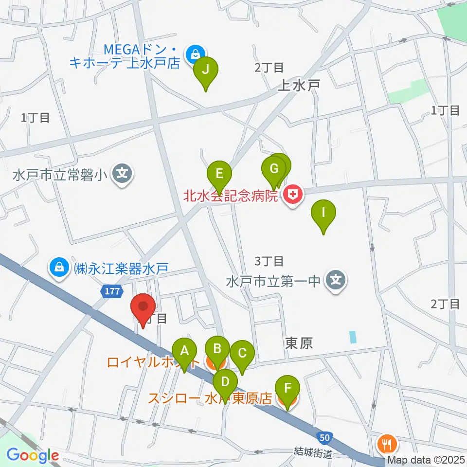 平山ピアノ社周辺のファミレス・ファーストフード一覧地図