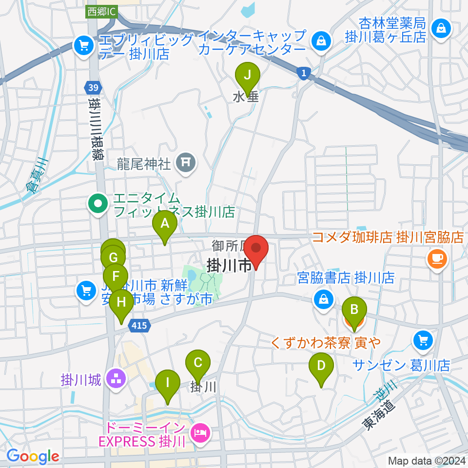 兵藤楽器店周辺のファミレス・ファーストフード一覧地図