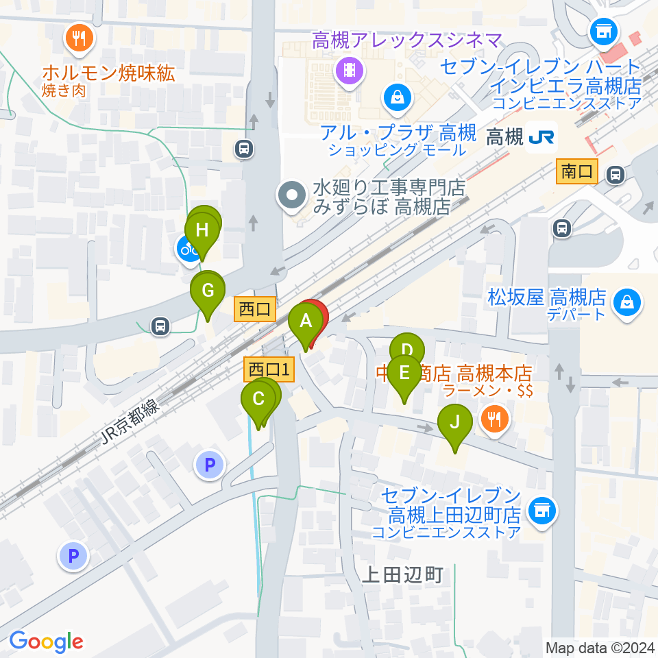 アコースティックプラザ井上楽器周辺のファミレス・ファーストフード一覧地図