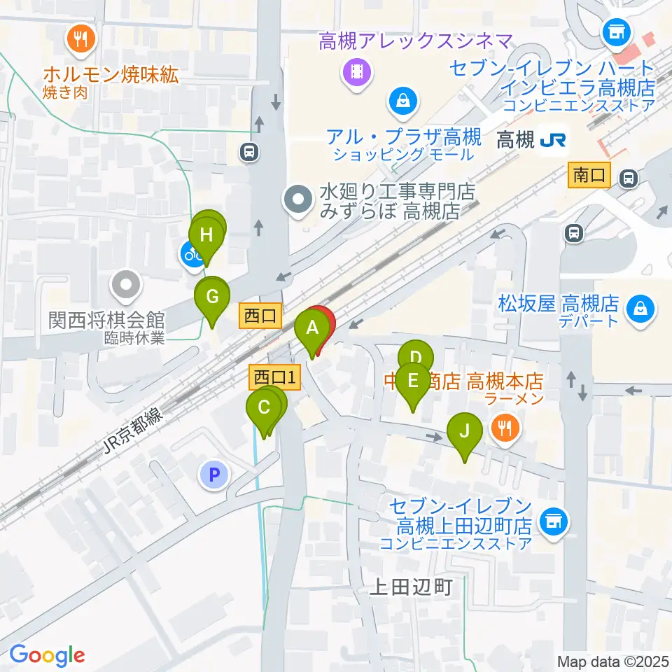 アコースティックプラザ井上楽器周辺のファミレス・ファーストフード一覧地図