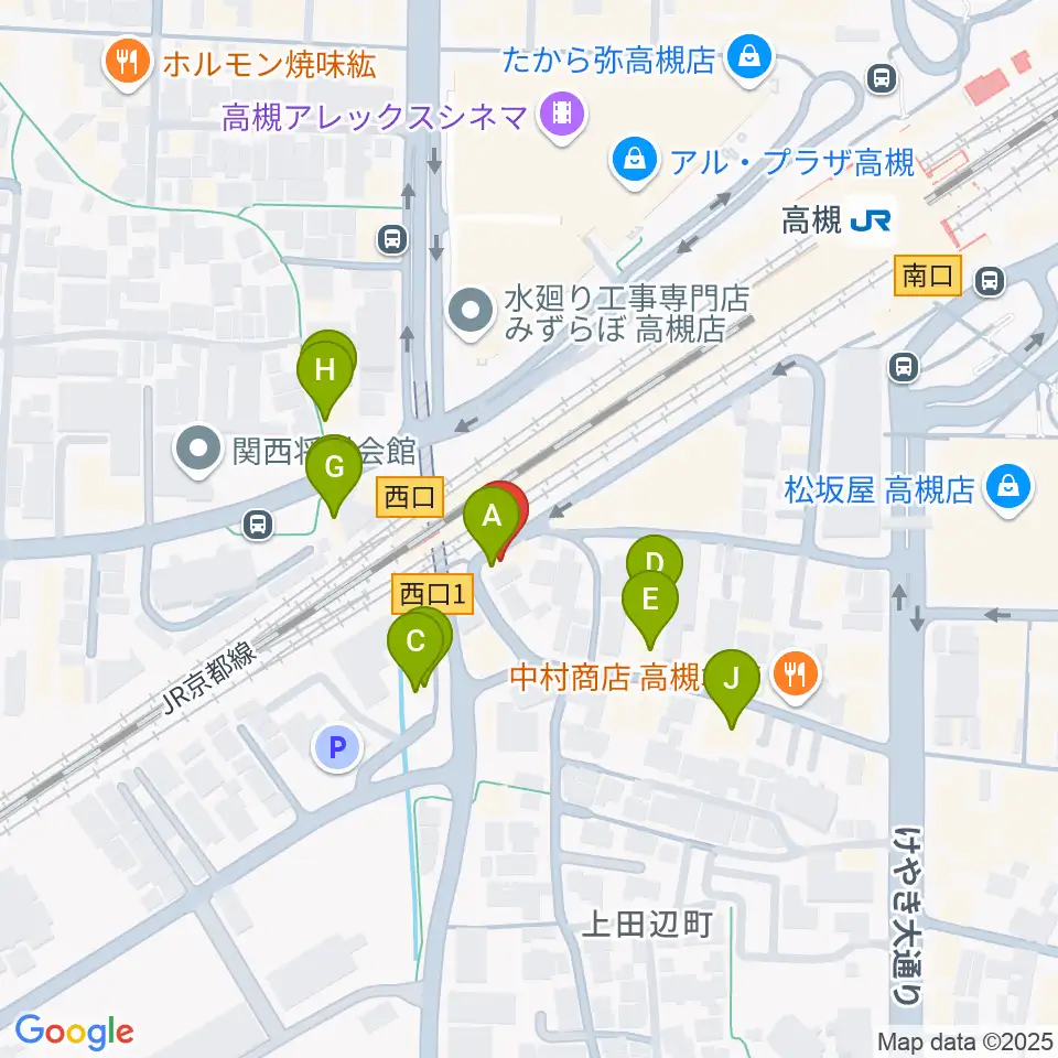 アコースティックプラザ井上楽器周辺のファミレス・ファーストフード一覧地図