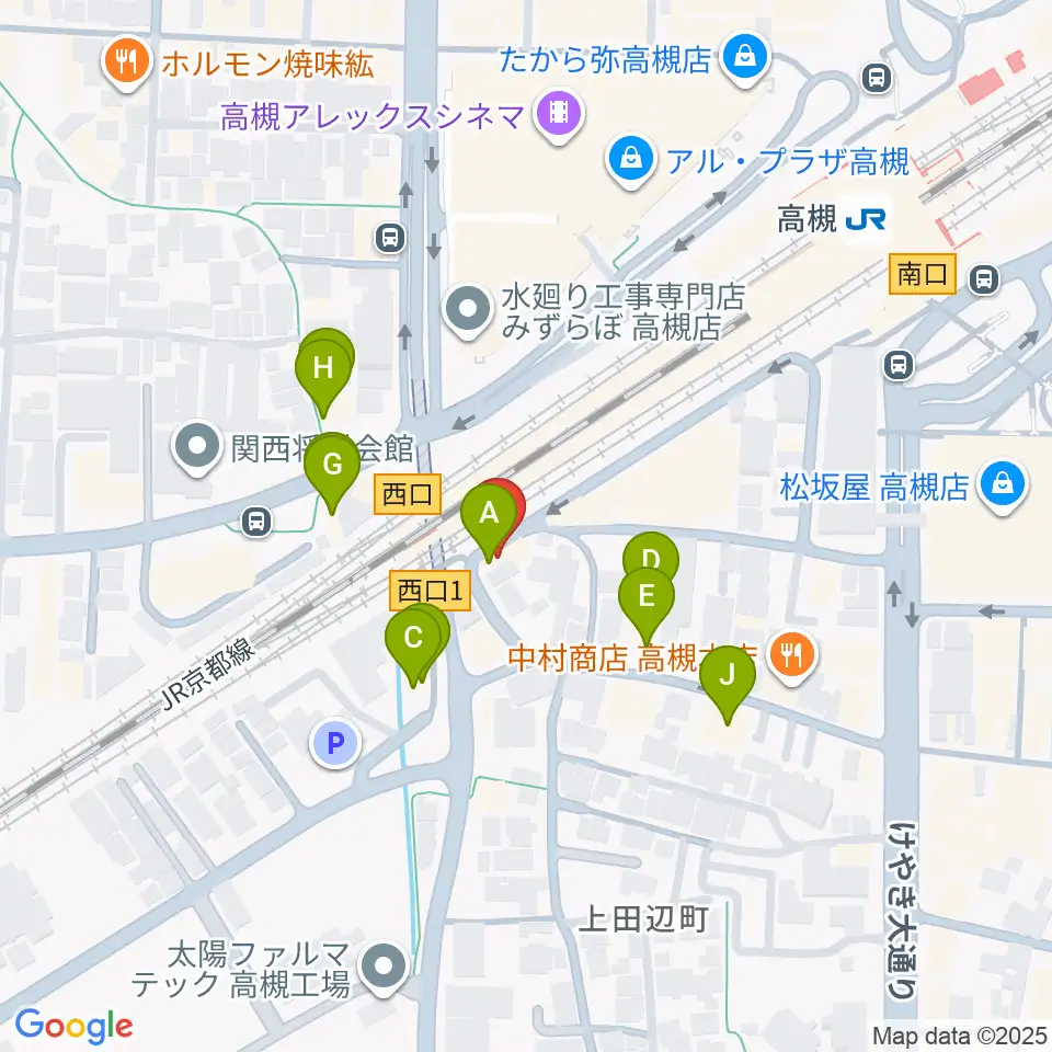 アコースティックプラザ井上楽器周辺のファミレス・ファーストフード一覧地図