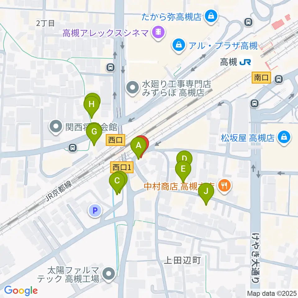 アコースティックプラザ井上楽器周辺のファミレス・ファーストフード一覧地図