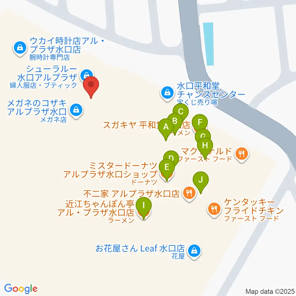 イシオカ楽器周辺のファミレス・ファーストフード一覧地図