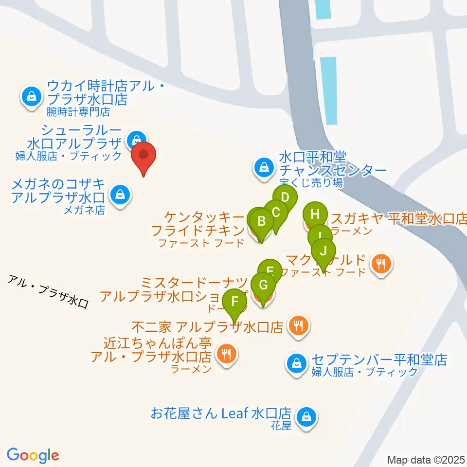 イシオカ楽器周辺のファミレス・ファーストフード一覧地図