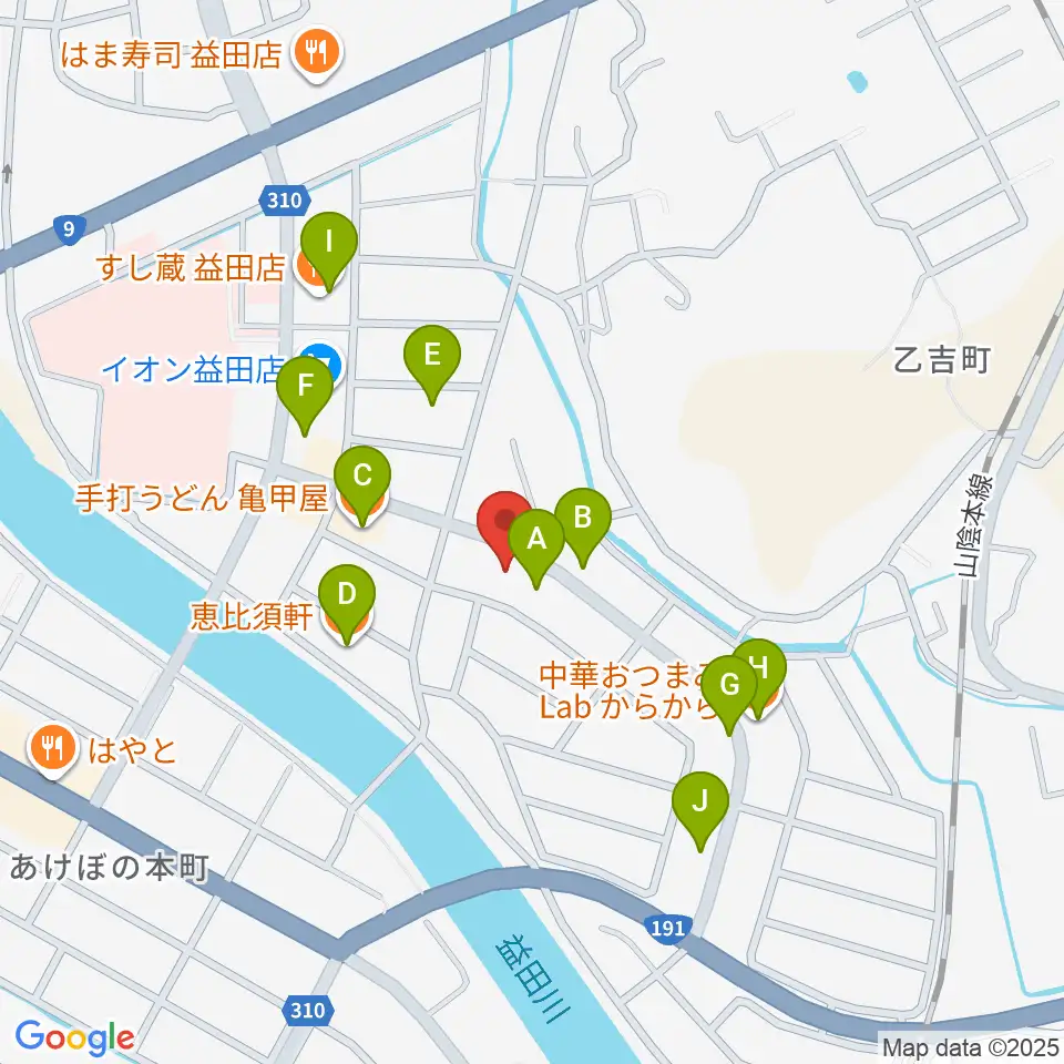 サウンド・パレット周辺のファミレス・ファーストフード一覧地図