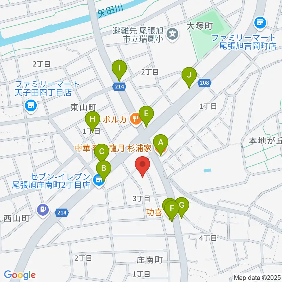 岩本ケース周辺のファミレス・ファーストフード一覧地図