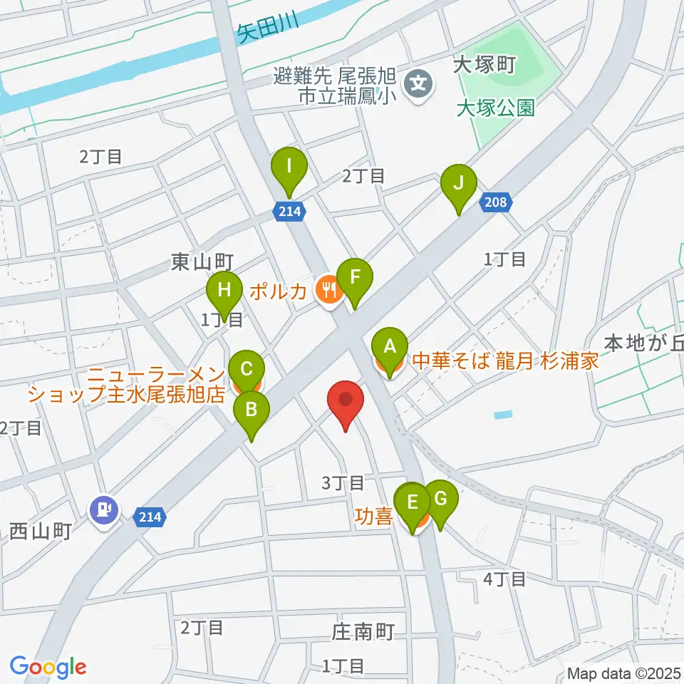 岩本ケース周辺のファミレス・ファーストフード一覧地図