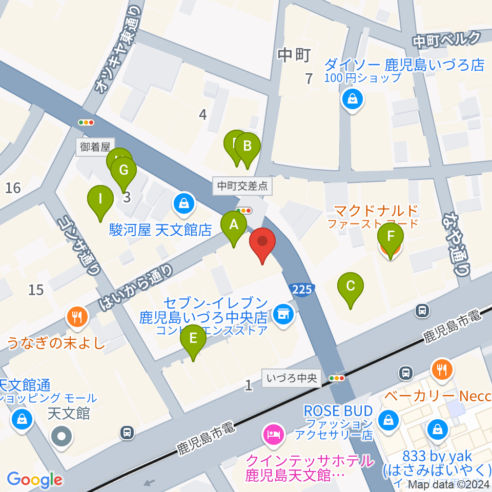 十字屋クロス周辺のファミレス・ファーストフード一覧地図