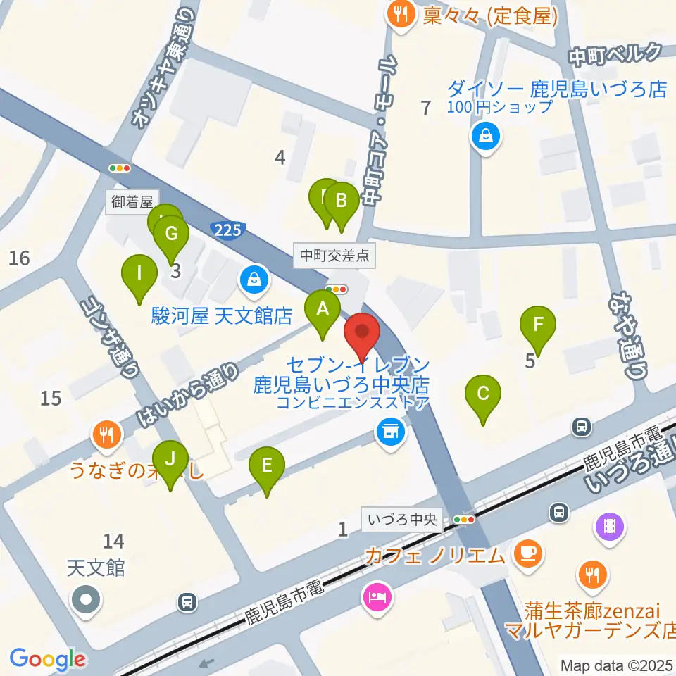 十字屋クロス周辺のファミレス・ファーストフード一覧地図