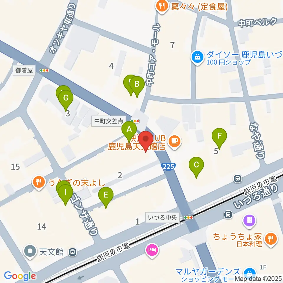 十字屋クロス周辺のファミレス・ファーストフード一覧地図