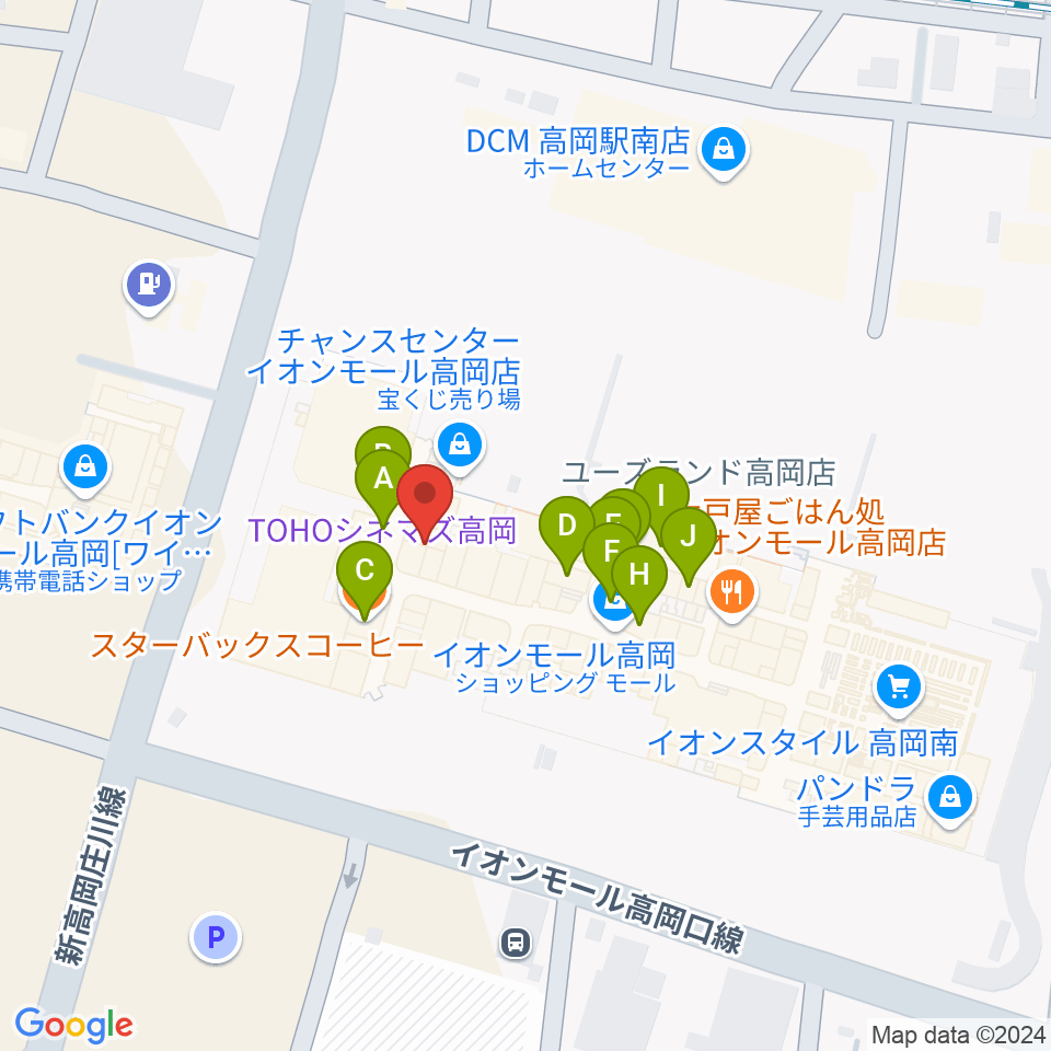 MPC楽器センター高岡周辺のファミレス・ファーストフード一覧地図