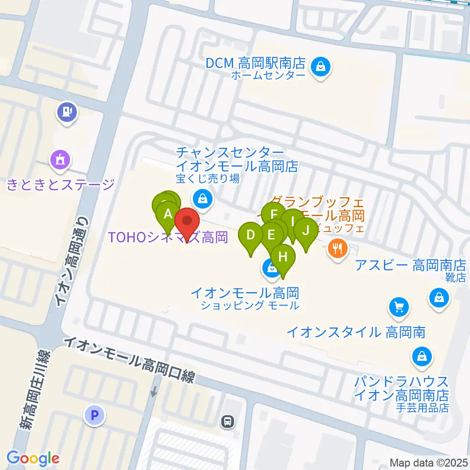 MPC楽器センター高岡周辺のファミレス・ファーストフード一覧地図