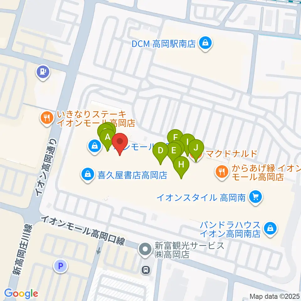 MPC楽器センター高岡周辺のファミレス・ファーストフード一覧地図