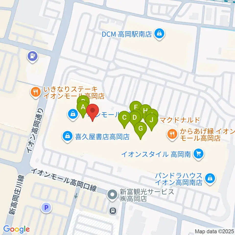MPC楽器センター高岡周辺のファミレス・ファーストフード一覧地図